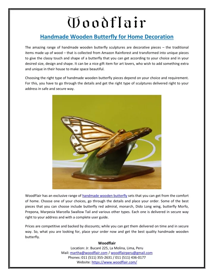 handmade wooden butterfly for home decoration