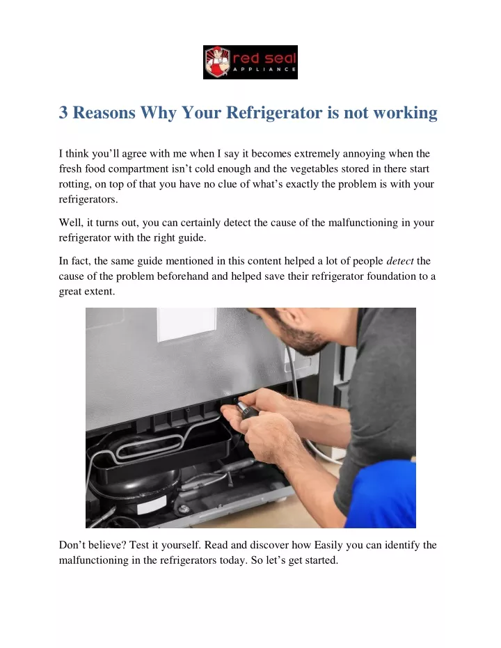 3 reasons why your refrigerator is not working