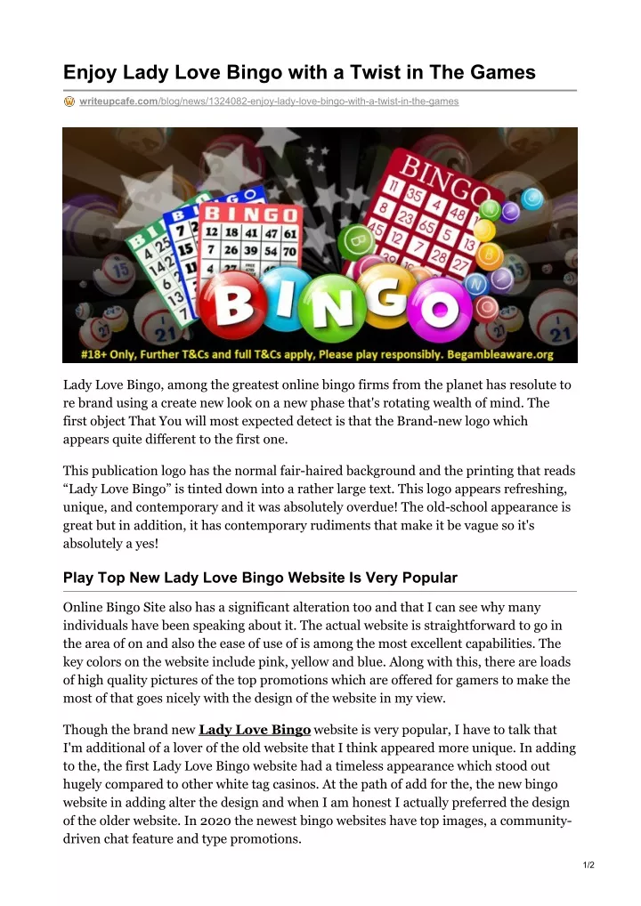 enjoy lady love bingo with a twist in the games