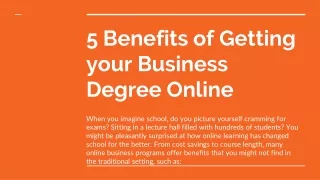 5 Benefits of Getting your Business Degree Online