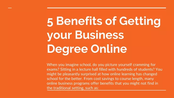 5 benefits of getting your business degree online
