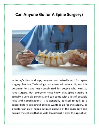 Can Anyone Go for A Spine Surgery?