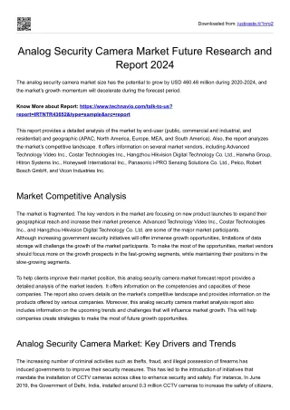 Analog Security Camera Market by Trends and Size 2024