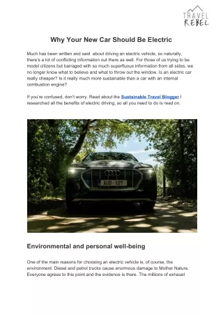 Why your New Car Should Be Electric - Sustainable Travel Blogger