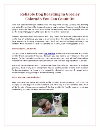 reliable dog boarding in greeley colorado