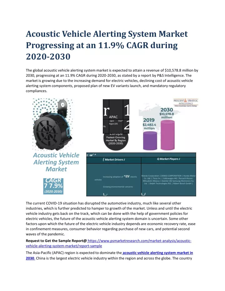 acoustic vehicle alerting system market