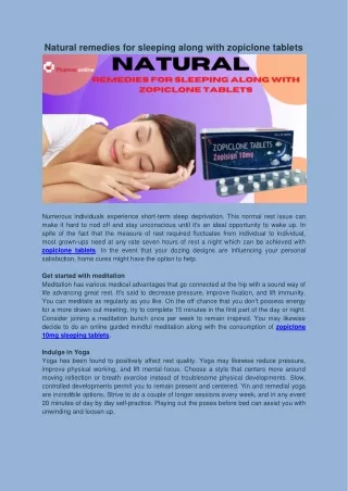 Natural remedies for sleeping along with zopiclone tablets