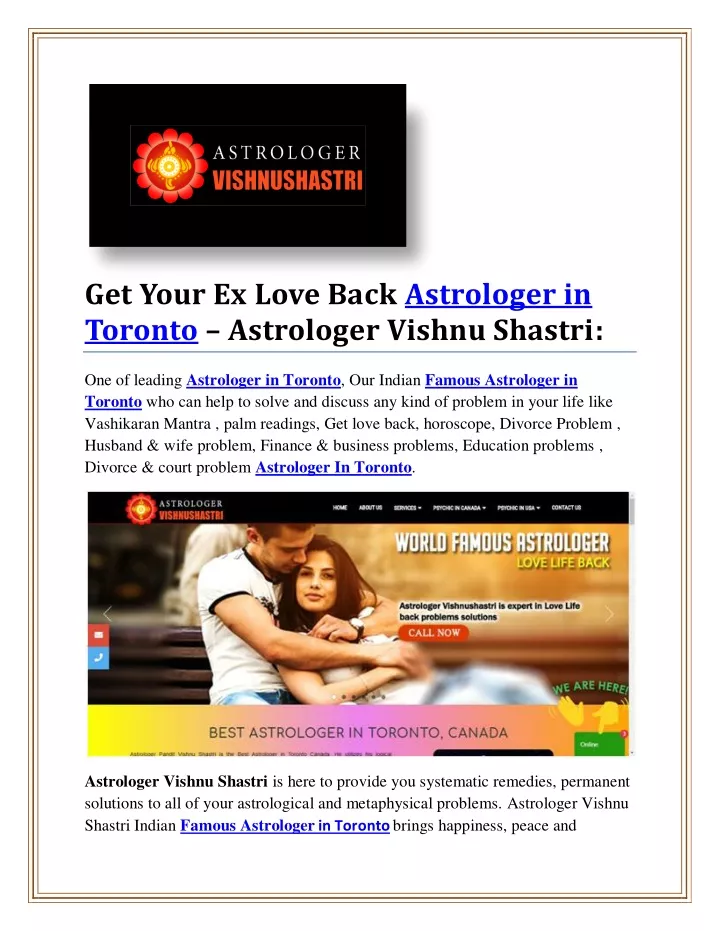 get your ex love back astrologer in toronto