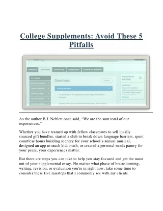 College Supplements: Avoid These 5 Pitfalls