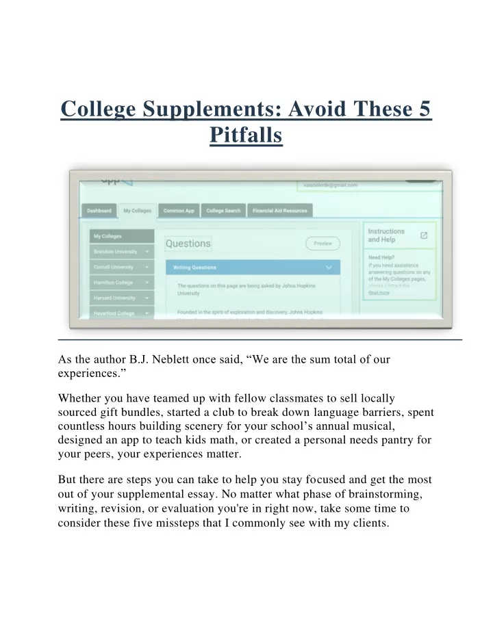 college supplements avoid these 5 pitfalls