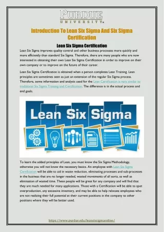 introduction to lean six sigma and six sigma