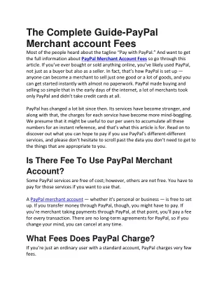 The Complete Guide-PayPal Merchant account Fees