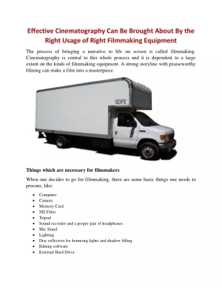 effective cinematography can be brought about