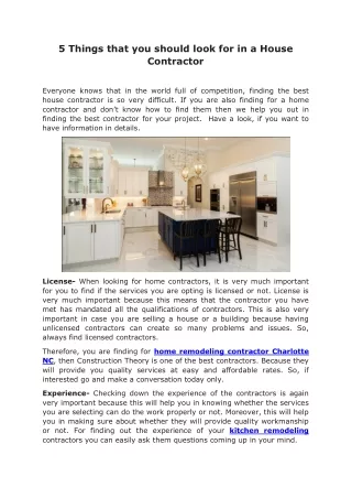 5 things that you should look for in a house
