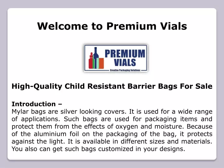 welcome to premium vials
