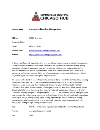 Commercial Roofing Chicago Hub