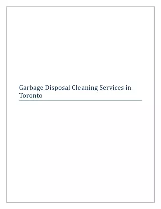 Garbage Disposal Cleaning Services in Toronto