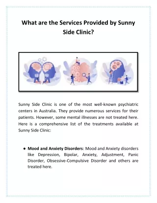 What are the Services Provided by Sunny Side Clinic?