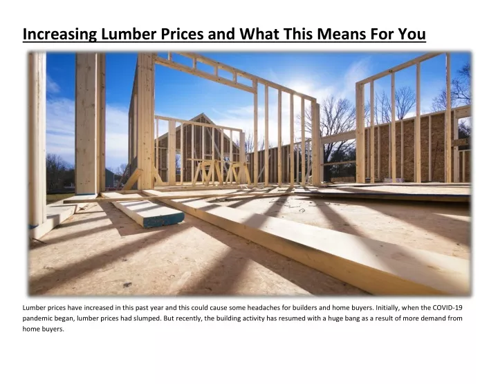 increasing lumber prices and what this means