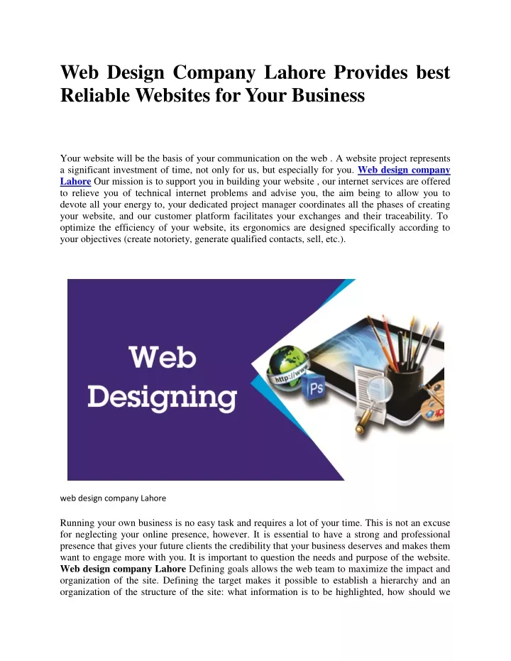 web design company lahore provides best reliable