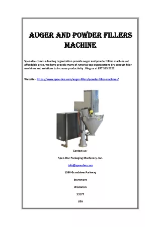 Auger And Powder Fillers MAchine