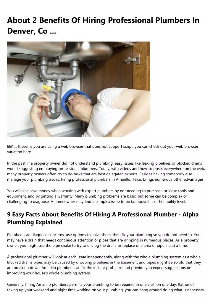 about 2 benefits of hiring professional plumbers