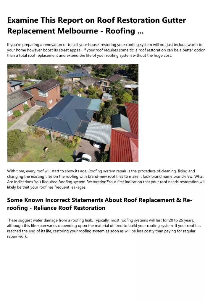 examine this report on roof restoration gutter