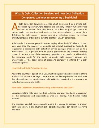 what is debt collection services and how debt