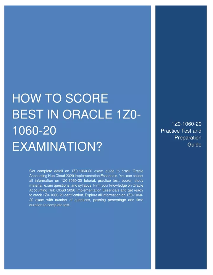 how to score best in oracle 1z0 1060
