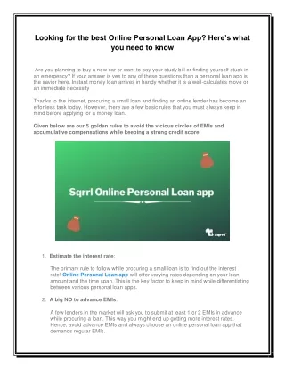 Sqrrl- Online Personal Loan App