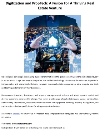 digitization and proptech a fusion for a thriving