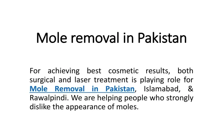 mole removal in pakistan