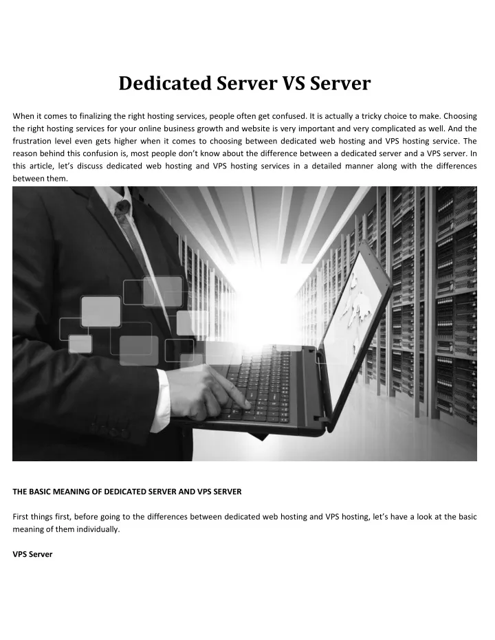 dedicated server vs server
