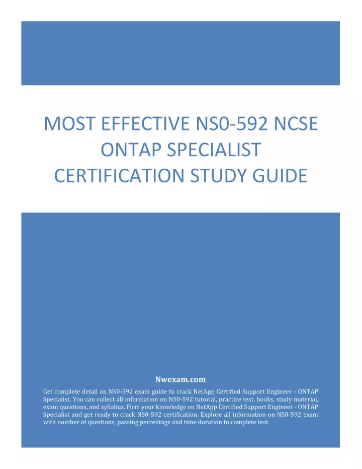 most effective ns0 592 ncse ontap specialist