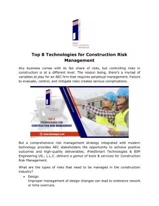 top 8 technologies for construction risk