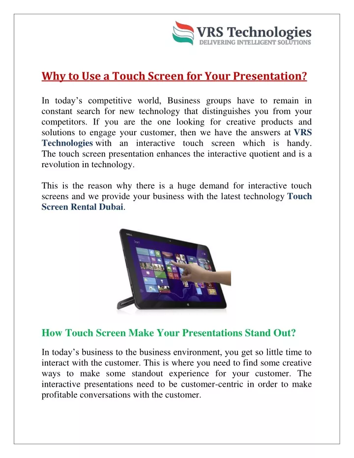 why to use a touch screen for your presentation