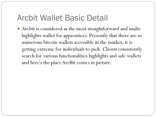 arcbit wallet basic detail