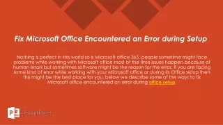 Microsoft office encountered an error during setup