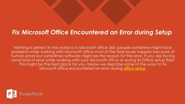 fix microsoft office encountered an error during setup
