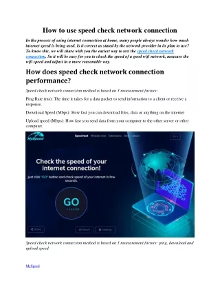 how to use speed check network connection