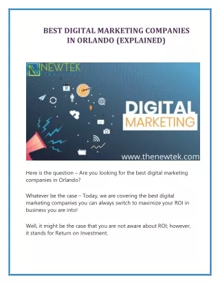 Best Digital Marketing Companies in Orlando (Explained)