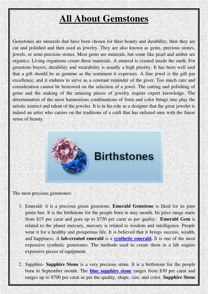 all about gemstones