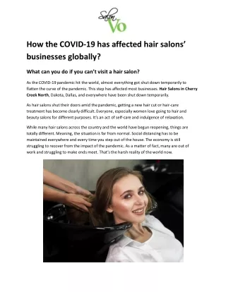 How the COVID-19 has affected hair salons’ businesses globally?