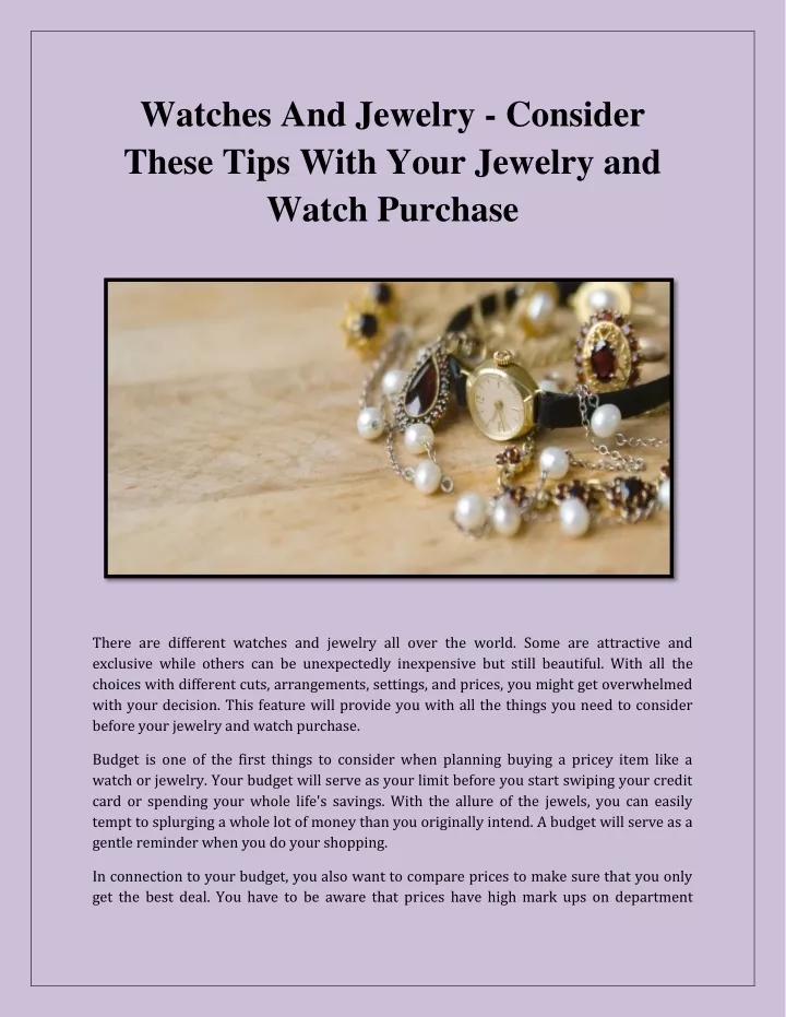 watches and jewelry consider these tips with your