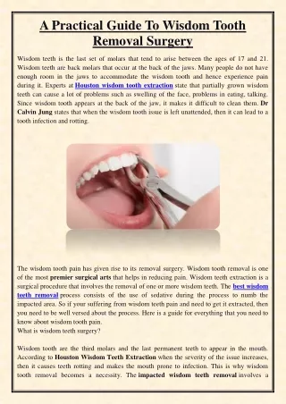 a practical guide to wisdom tooth removal surgery