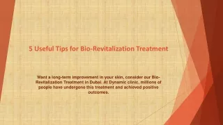 5 useful tips for bio revitalization treatment