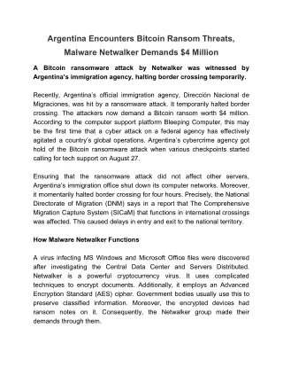 argentina encounters bitcoin ransom threats