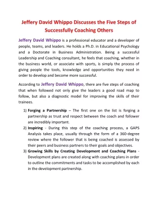 jeffery david whippo discusses the five steps