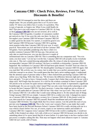 Canzana CBD Oil :Recommended by experts
