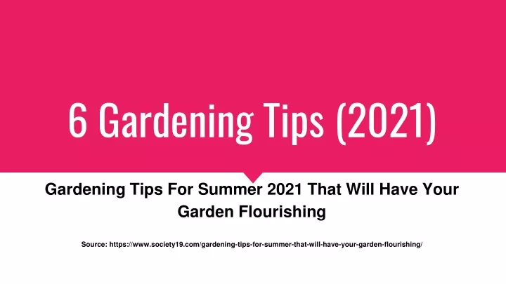 6 gardening tips 2021